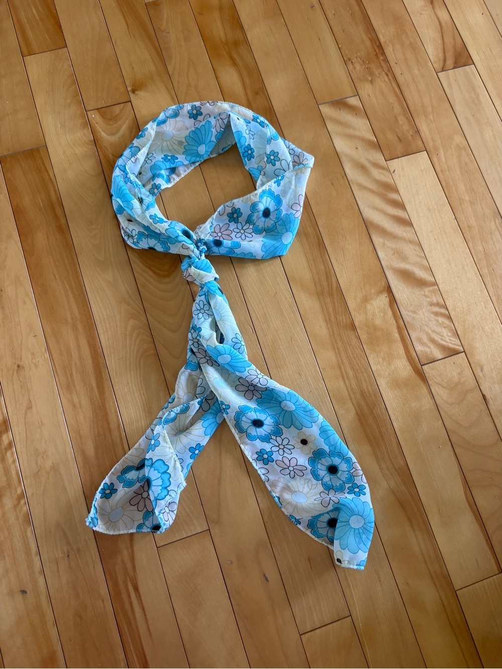 Blue White Floral Sheer Scarf